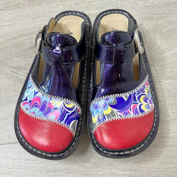 Alegria Shoes Womens Size 4.5 / 35 Classicdigo Zig Zag Clog Style Nursing - Picture 4 of 16